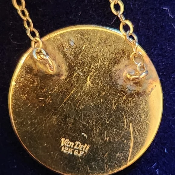 Vintage Van Dell 12K Gold Filled Enamel Floral Necklace - Picture 4 of 10